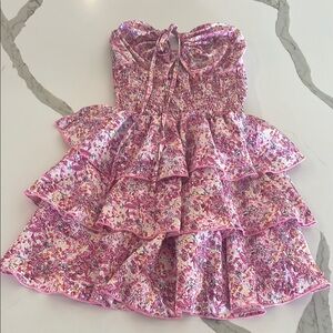 Floral Pink Ruffle Dress